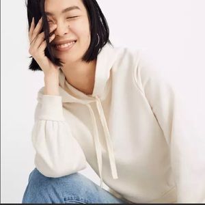 Madewell Bubble-Sleeve Hoodie Crop Sweatshirt